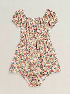 Ralph Lauren Mulitcolor Nantucket Floral Cotton Jersey Dress & Bloomer